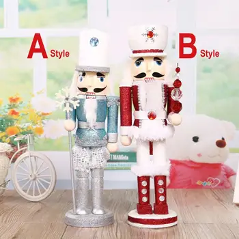 

38cm bestselling classic toy Christmas gift nutcracker puppet handmade Sparkling red and blue king snowflake soldiers doll ht085