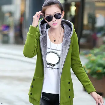 

New Product Ms. Solid Color Hooded Parka Coat Women Fashion Autumn Winter Thicken Sports Cotton Warm Coat Jacket Women Thicken
