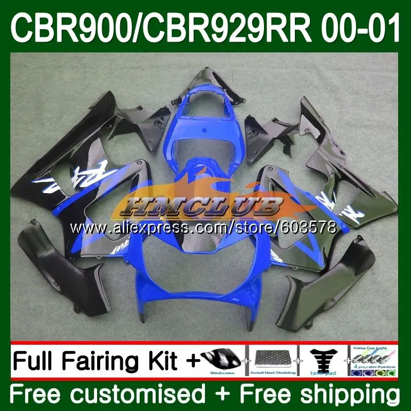 Корпус для HONDA CBR900 RR CBR 929RR CBR 929 RR 2000 2001 77CL. 11 CBR 900RR CBR900RR CBR929 RR CBR929RR 00 01 обтекателя синий - Цвет: No. 1