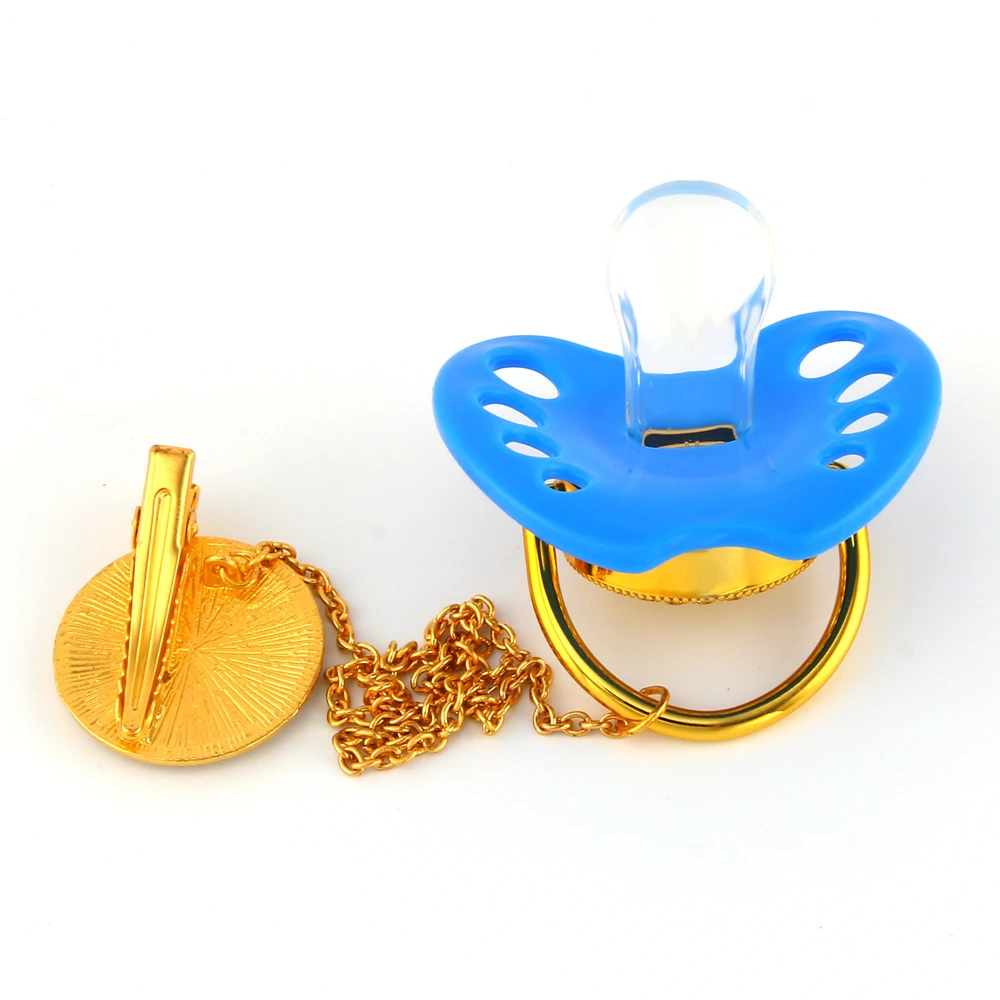 Luxury Pacifiers For Babies Rhinestone Green Bling Crown Orthodontic Nipple Silicone Soother Baby Dummy Clips