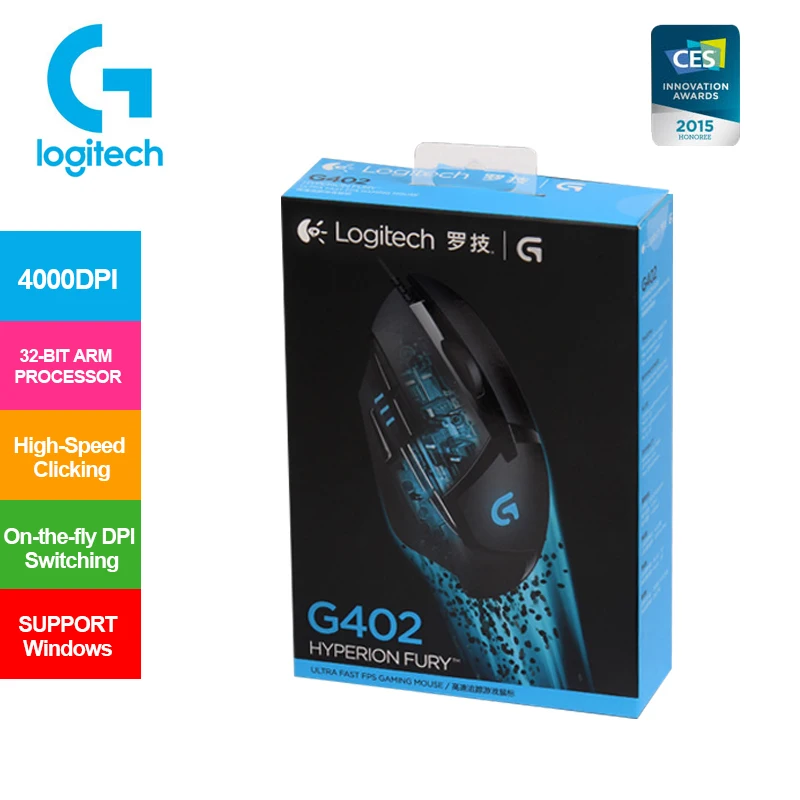 Игровая мышь Logitech Hyperion Fury G402 с высокоскоростным двигателем Fusion 4000DPI 32-битный