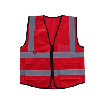 

Hi-Vis Safety Vest With Zipper Reflective Jacket Security Waistcoat 5 Pockets