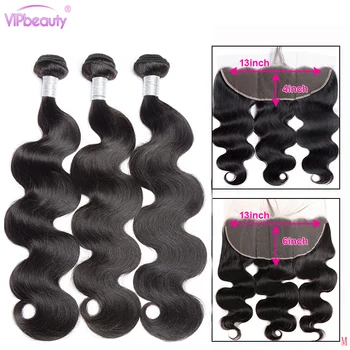

Body Wave Human Hair Bundles With Frontal Closure 13X6 13X4 Lace Frontal Closure With Bundles VIPbeauty Remy Hair Extensions