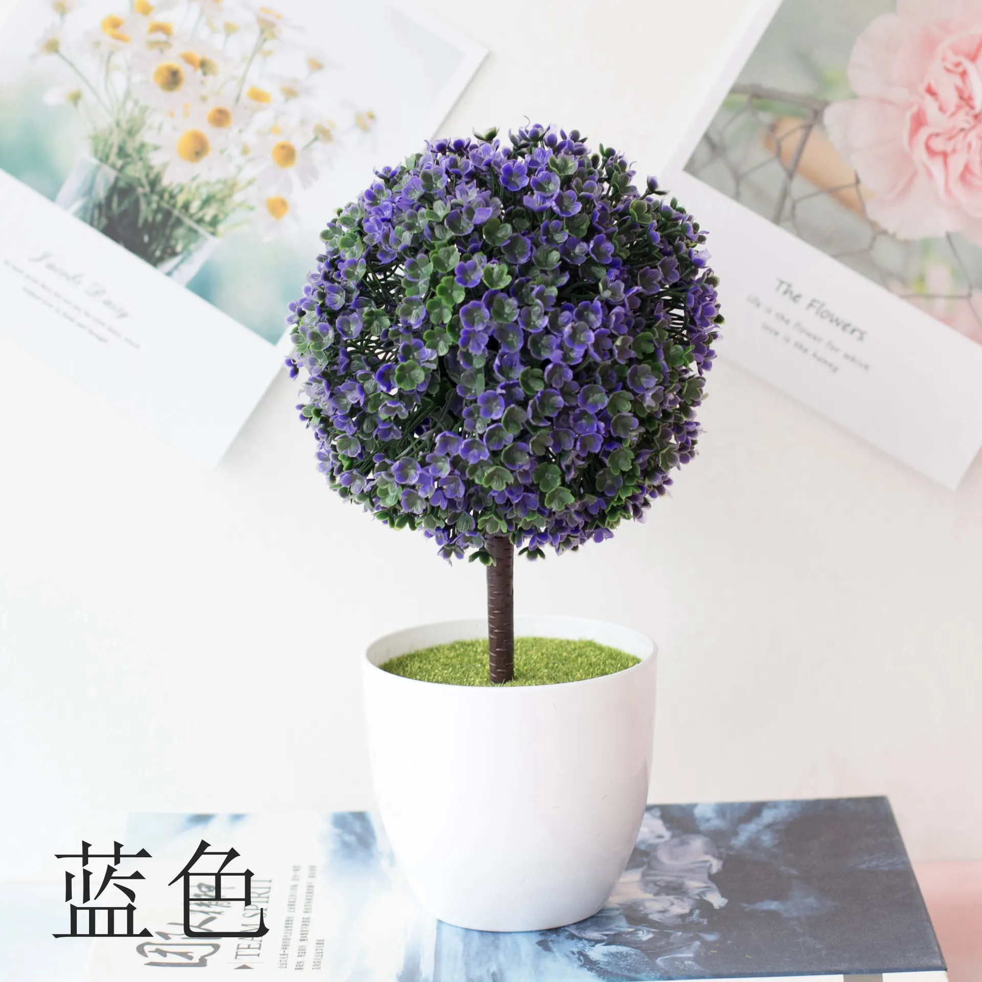 purple yingxueqiu 1 шт. искусственные растения бонсай маленький горшок для дерева растения искусственные цветы украшения в горшках для украшения дома отель сад Декор бонсай - Цвет: purple yingxueqiu