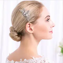Свадебный гребень для волос Свадебные аксессуары для волос Нежная Свадебная расческа сверкающие кристаллы лист дизайн для невесты FS55