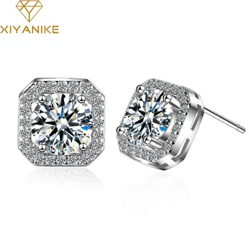 

XIYANIKE 925 Sterling Silver Fashion Simple Geometric Crystal Stud Earrings For Women Korean Style Handmade Creative Ear Jewelry