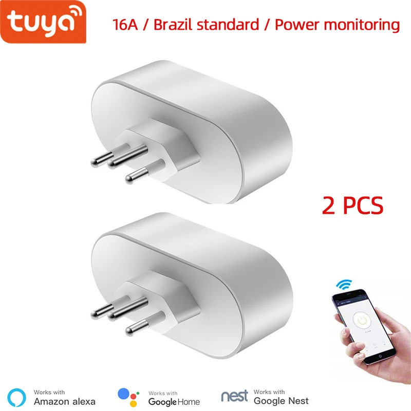 Умная Wi Fi вилка Tomada Tuya Inteligente Brasileiro 16A Bivolt Funciona com Alexa|Модули для умного дома| |