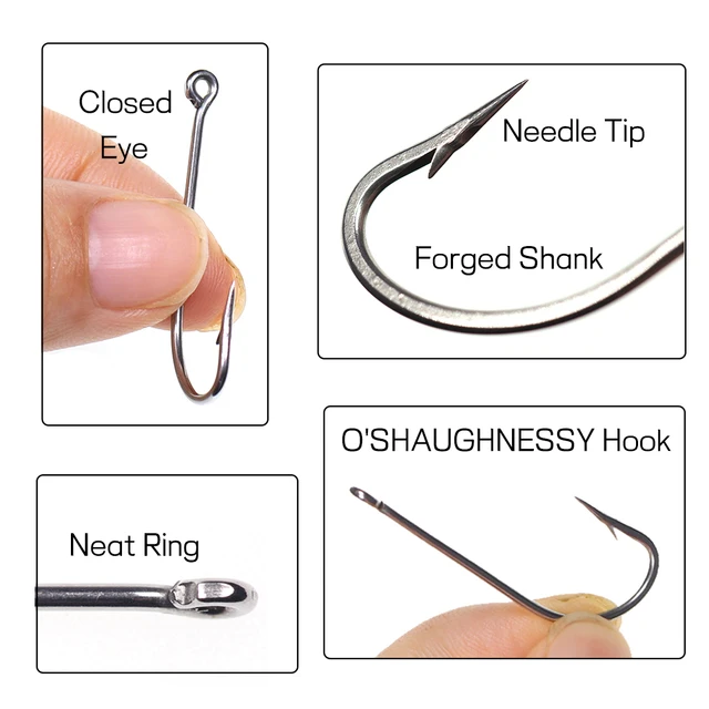 100 x Stainless Steel Saltwater Fishing Hook 9225 O'shaughnessy