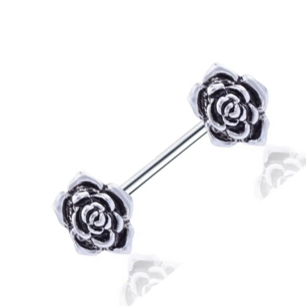Vintage Rose Flower Sexy Women Dangle Nipple Piercing Shields Bars Ring for Body |