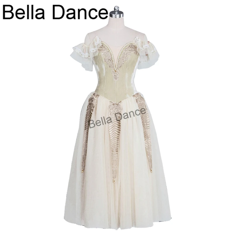 Adult Professional Ballet Long Tutu Dress Beige Soft Tulle Classical Lyrical Ballet Stage Ballet Performance Tulle DressBT9048