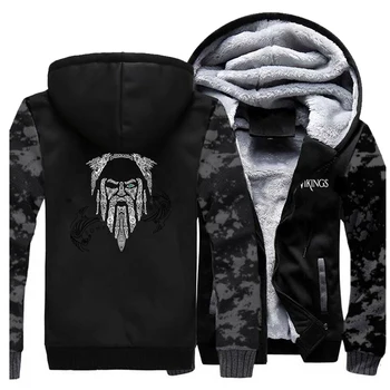 

Viking Vintage Print 2020 New Sweatshirt Jacket Men Hoodies Fashion Jackets Streetwear Leisure Keep Warm Winter Hoody Streetwear