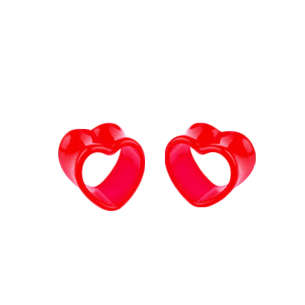 Набор 4 шт. в форме сердца, силиконовый расширитель для ушных отверстий, устройство для расширения, растягивающиеся пустые беруши, красные пирсинг, защита для ушей, ювелирные изделия