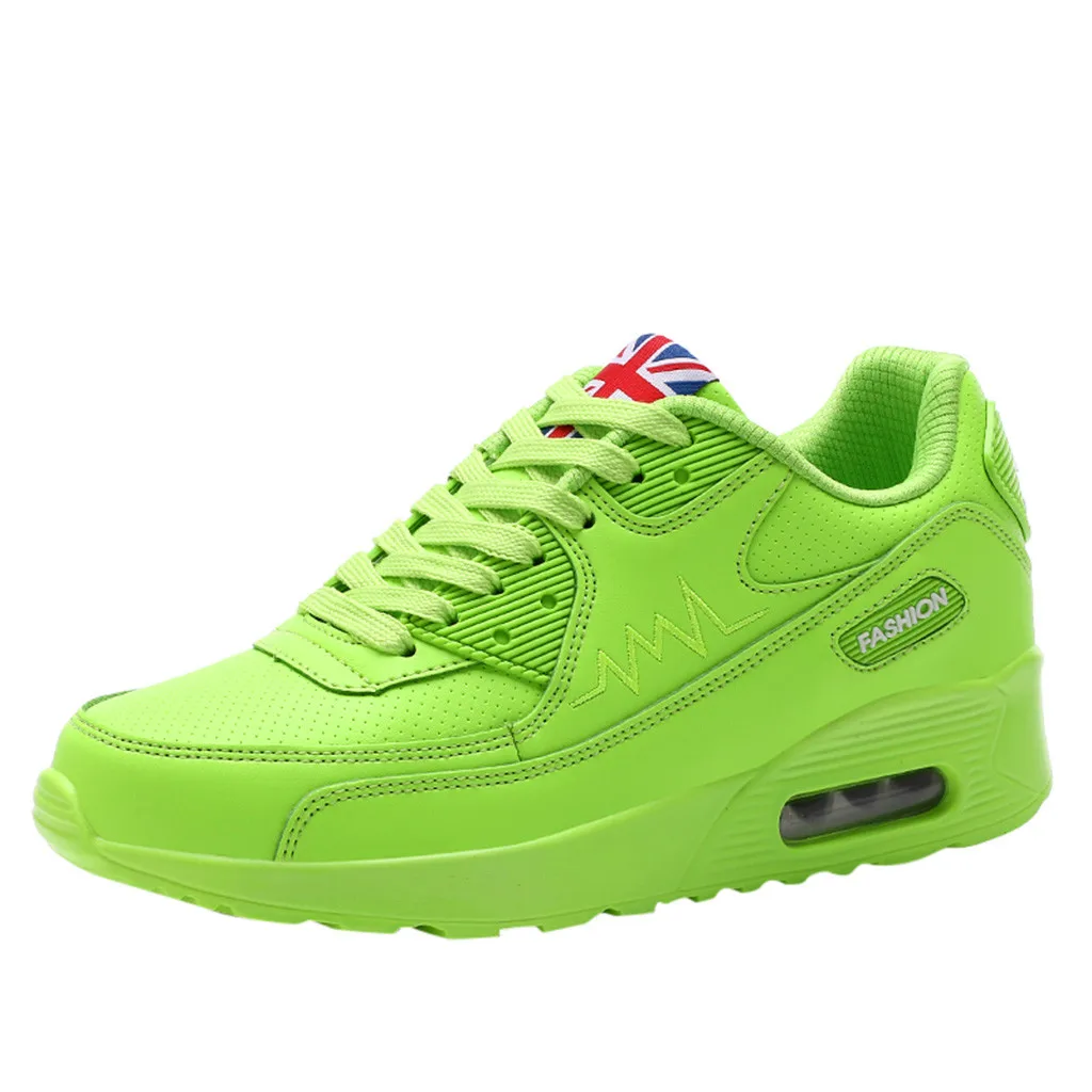 New women shoe Fashion Casual Lace Up Breathable Sport Running Platform Sneakers Shoes mocasines de mujer#XB20 - Цвет: Green Shoes