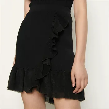 

Women Skirt Spring / Summer 2020 Women's Ruffled Lace Pleated A Word Knitted Skirt Women