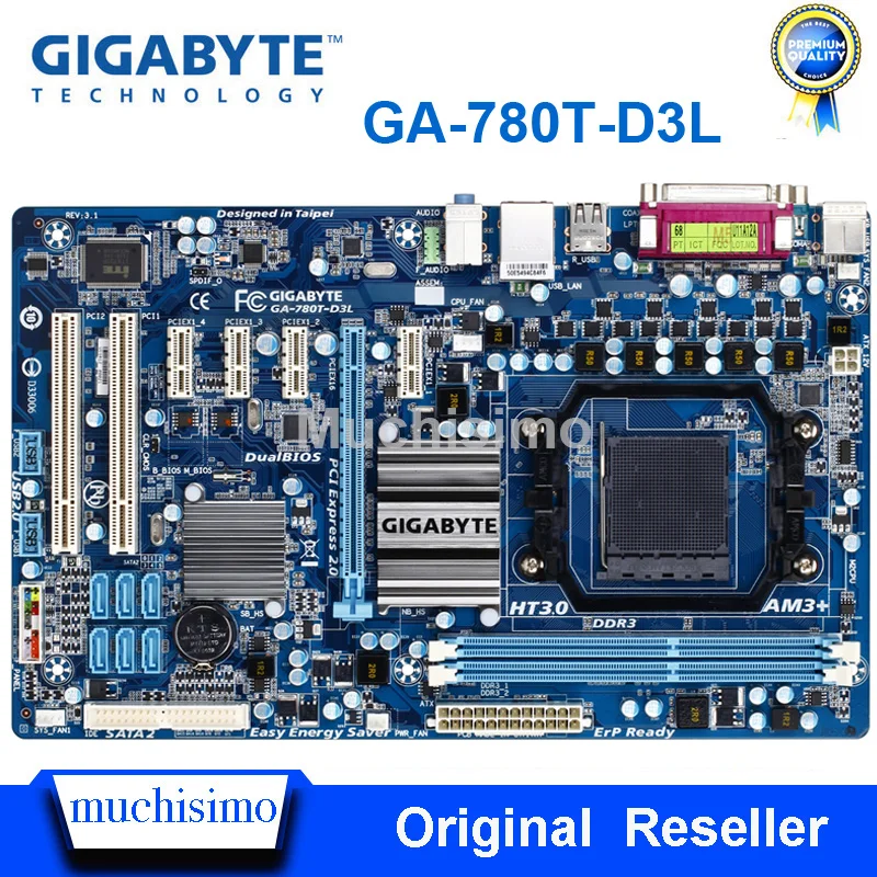 Оригинальная Материнская плата Gigabyte GA-780T-D3L 780T-D3L 760G с разъемом 16G ATX AM3+ DDR3 SATA2 USB2.0