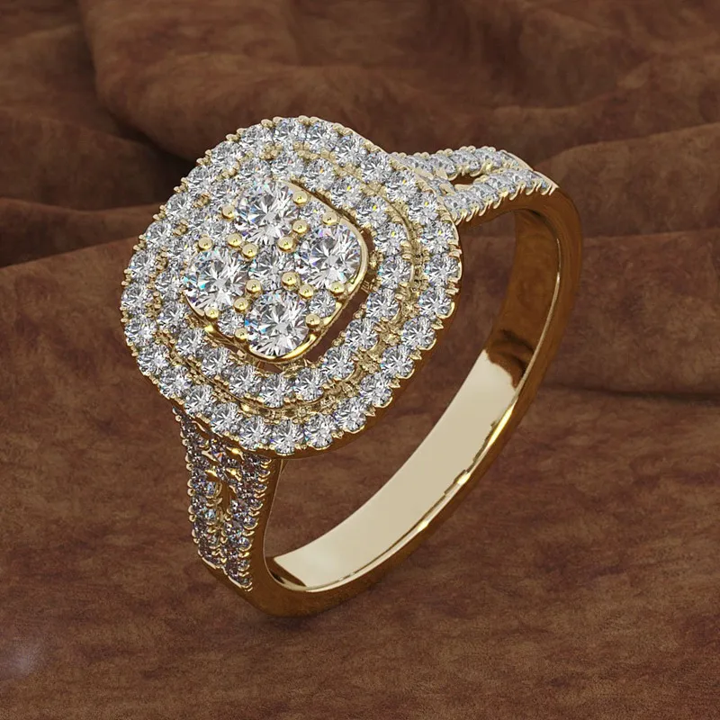 CC обручальные кольца для женщин кубический цирконий квадратный камень кольцо роскошное желтое золото помолвка Анель аксессуары Прямая CC2338