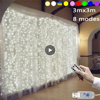 Gordijnen Decoratie Verlichting String Led Usb Power Afstandsbediening Gordijn Fairy Light Garland Led String Lights Party Wedding Decor