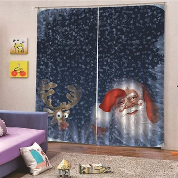 

Lychee Christmas Style Window Blackout Curtain Printed Shade Curtains for Living Room Bedroom Window Curtain Drape