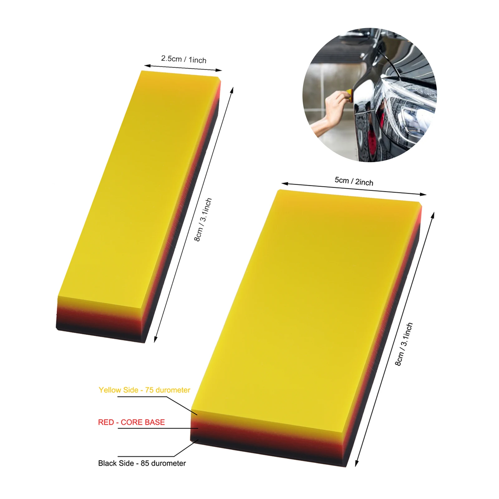 

EHDIS 2PCS 3-Layer Vinyl Car Film Cover TPU Scraper Foil Protective Film Installing Squeegee Window Tint Clean Tool Accessories