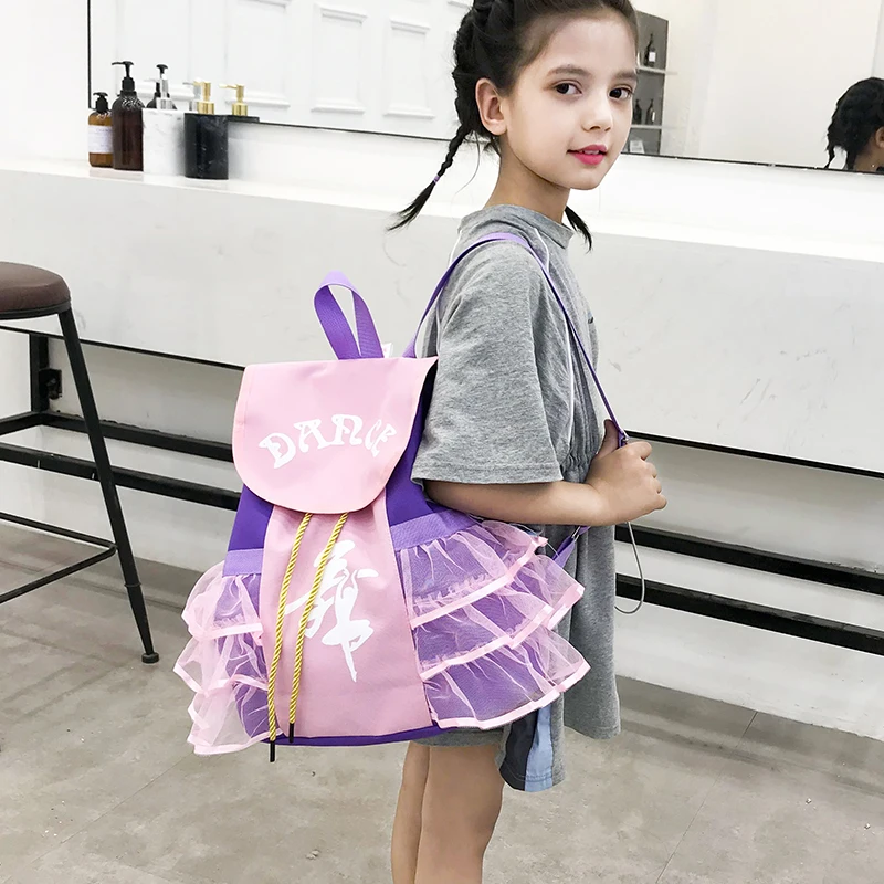 

Children's Lace Dance Bags Sweet Girls Gift Ballet Latin Dance Backpack Taekwondo School Bag Props Supplies Dance Bag