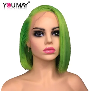 

Colored Short Bob Wigs 13X4 Lace Front Human Hair Wigs 150% Density Colorful Brazilian Straight Remy Wigs For Women You May