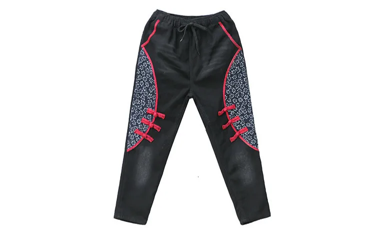 SOUL OF TIGER, корейская мода, женские винтажные повседневные джинсы, женские негабаритные зимние теплые штаны-шаровары, роскошные Лоскутные Джинсовые брюки