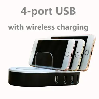 

Wireless Quick Charge 4 Ports Fast USB Charging Phone Charger Multiple Station Dock Stand Holder For All Phone/Smart Watch