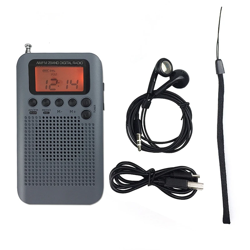 AAAE Top-Mini Lcd цифровой FM/AM радио динамик с будильником и функцией отображения времени 3,5 мм разъем для наушников и зарядный кабель