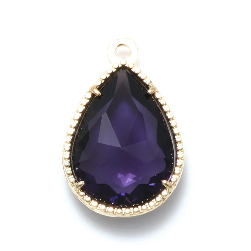 Purple 2 шт камни в форме капли стеклянное украшение кулон аксессуары для серег ожерелье ювилирные изделия фурнитура изготовление Золото KC покрытие - Окраска металла: Purple