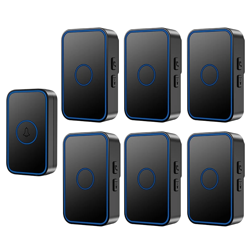 Wemeda Campanello Senza Fili Impermeabile 60 Carillon 5 Volume Cordless Di Casa Ha Condotto La Luce Porta Anello Di Bell Us Eu Uk Spina 1 Pulsante 6 R