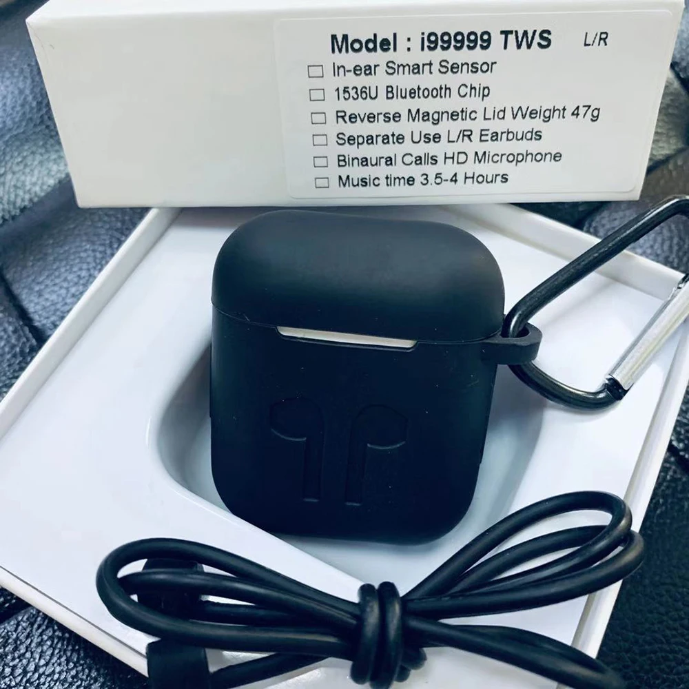 i99999-Black-Kits I99999 TWS в ухо обнаружения всплывающие беспроводные наушники 8D супер бас Bluetooth 5,0 наушники i99999 Aire 2 Наушники PK i200 i500tws - Цвет: i99999-Black-Kits