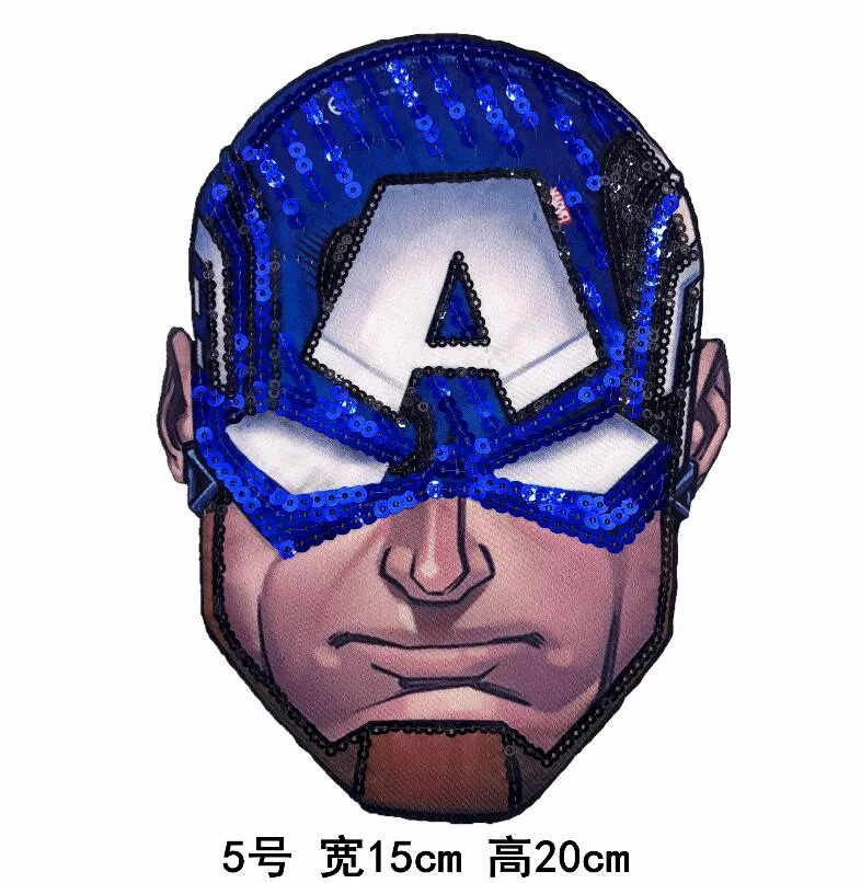 Pulaqi Sequin Avengers Patch DIY Embroidered Patches For Clothing Sew On Patches Cartoon Marvel Stickers Badge Patch For Clothes - Цвет: 5P-QQ0105