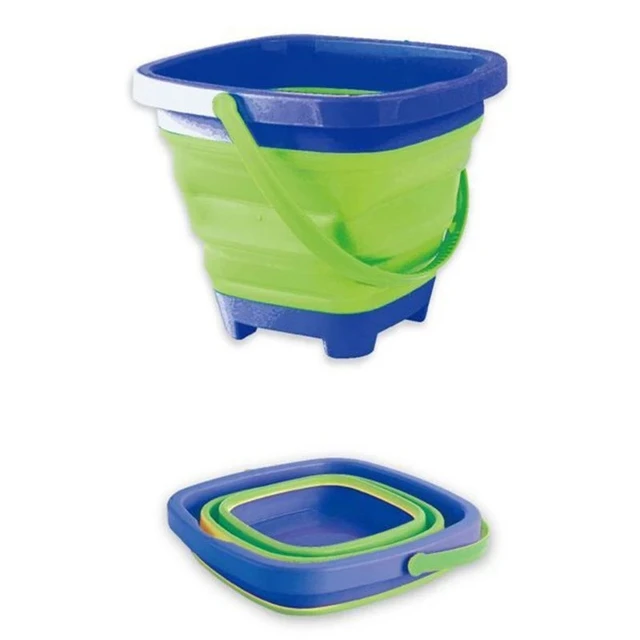Summer Collapsible Bucket Compact 2-Liter Portable Silicone Foldable Folding Bucket Kids Beach Play Sand Game Water Toys Outdoor 5