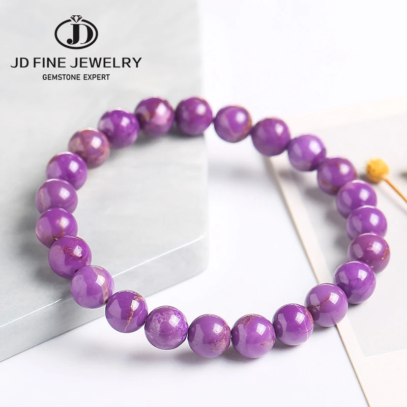 JD pulsera cuentas de piedra de Mica Natural americano para mujer, joyería de fosfato redondo liso, para mujer, de fábrica |Pulseras de hilo| - AliExpress