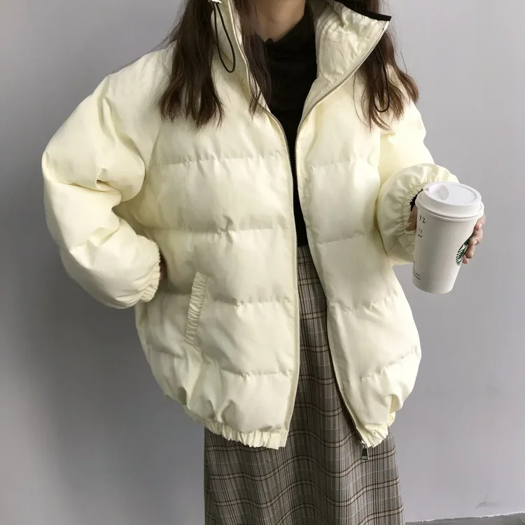 Parkas Winter Jacket Women Stand Collar Cotton-padded Coat Loose Oversized Jacket Coat Korean Women Outwear