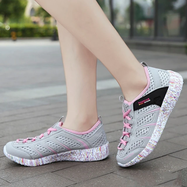 2019 zapatillas de deporte mujer senderismo al aire de malla calada zapatos deportivos transpirables zapatos casuales para correr chaissure femme #3 _ - AliExpress Mobile