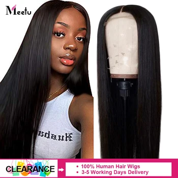 

Meetu Straight Lace Front Human Hair Wigs 150% Density Indian Remy Hair Wigs for Black Women 8-26 inch 4x4 Lace Closure wig