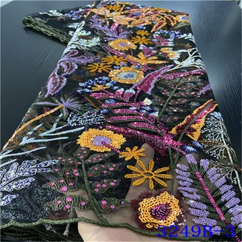 

Heavy Organza Lace For Bridal Lace Materials Luxury Sequence Lace African French Tulle Mesh Lace Fabrics 5yards/Lot NA3249B-1