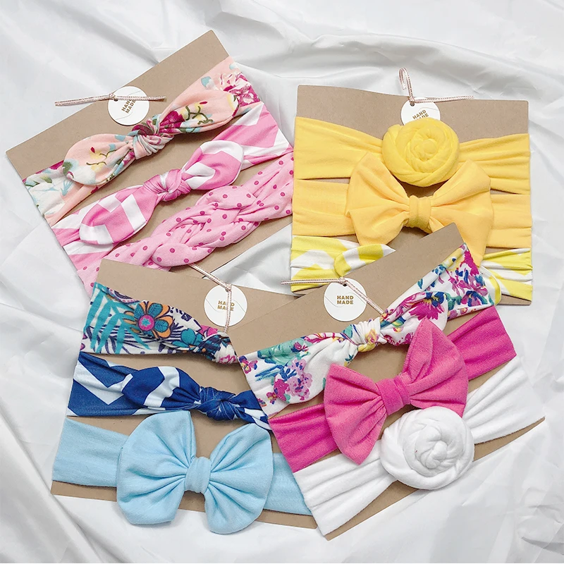 3Pcs/Set Baby Headbands For Newborn Hair Cute Bow Flower Elastic Headwear Kids Gifts Girl Accessories | Мать и ребенок