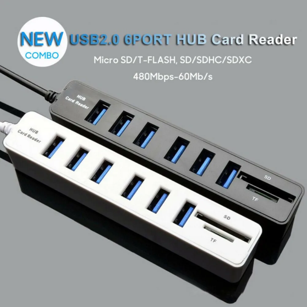 Usb-хаб 2,0 Мульти USB 2,0 док-станция USB высокоскоростной разветвитель 3/6 Порты жил устройство для чтения карт SD TF все в одном для ПК Компьютерные аксессуары