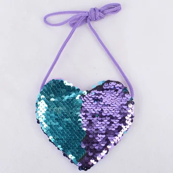

Party Mini Gift Birthday Coin Purse Love Heart Cute Sequins Key Fashion Portable With Lanyard Zipper Children Messenger Bag