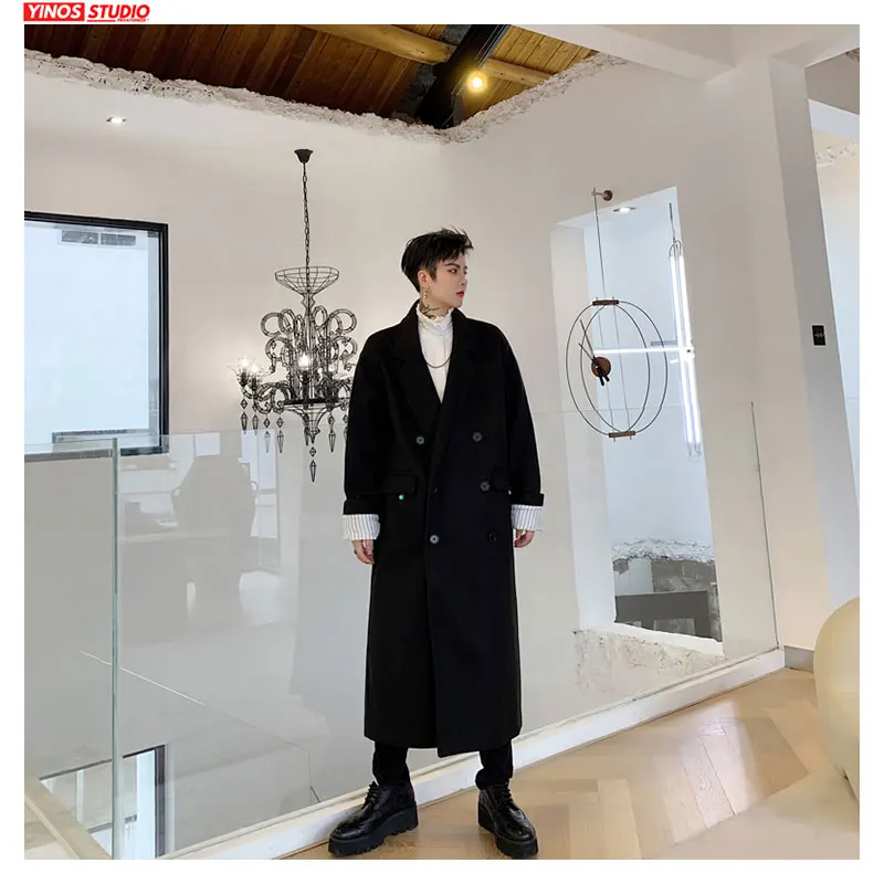 Dropshipping 2019 Man Effen Plus Size Beam Taille Mantel Ontwerp Revers Jassen Japanse Streetwear Verlengen Geul