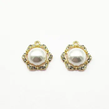 

New arrival! 21x20mm 50pcs Rhinestone Imitation pearl charm for Jewelry accessories Earrings DIY parts,hand Made Earring Making