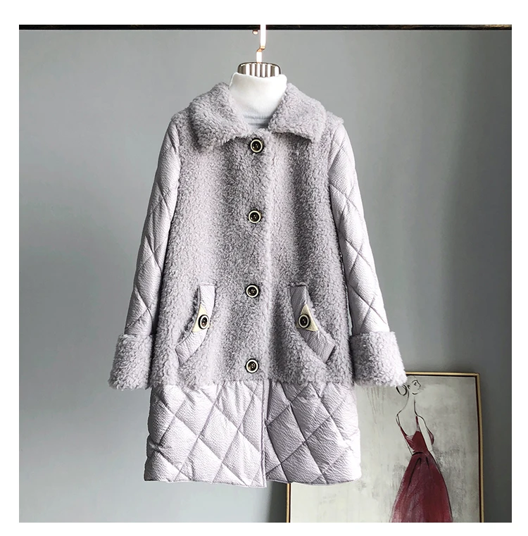 Женская Шуба, зимняя куртка, женская одежда, корейский гранулированный бархат, натуральный мех, шуба, Женская куртка, пальто из овчины - Цвет: 2