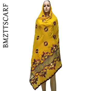 

Latest African Muslim embroidered women's cotton scarf, beautiful and economical cotton big lady scarf for shawls BM971