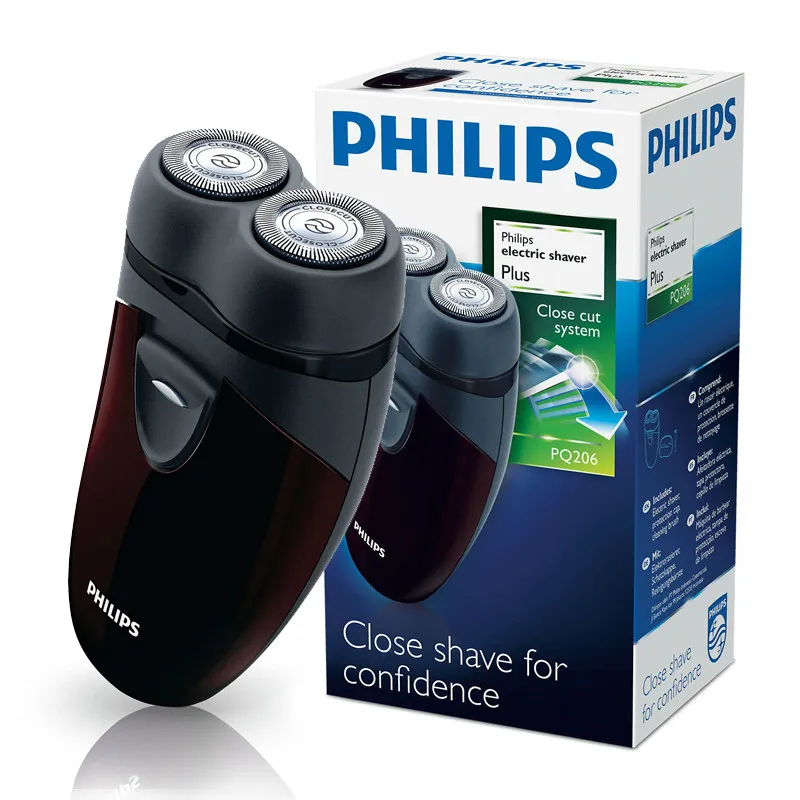 Оригинальная электрическая бритвенная машинка Philips PQ206 с двумя плавающими головками AA батарея контур лица отслеживание для мужчин
