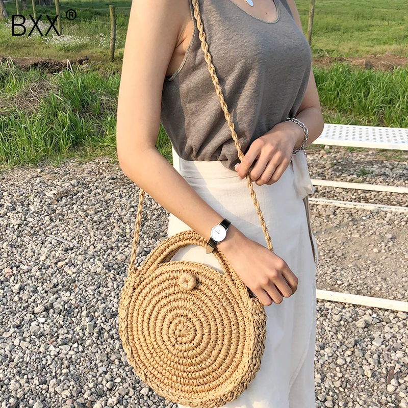Compra [BXX]-Bolso redondo tejido hecho a mano para mujer, bandolera de  paja tejida, Estilo Vintage, para primavera y verano, HK808, 2021 en la  tienda en línea Supper seabob Store a un precio