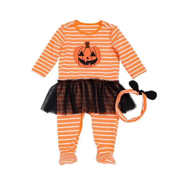 

Toddler Rompers Baby Girls Boys Halloween Cosplay Costume Kid Dress Jumpsuit Pumpkin Printed Halloween Chirstmas Party Cotton