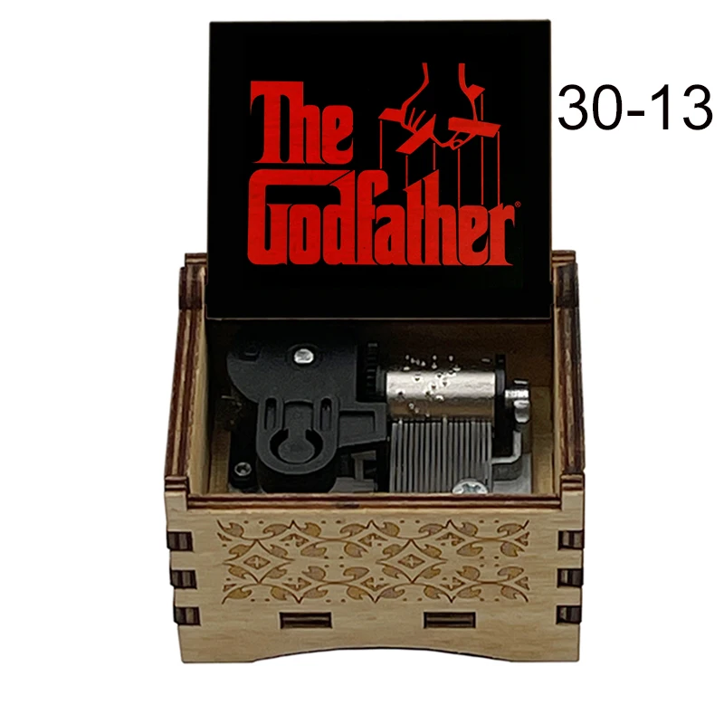 Color Print Wooden The Godfather Speak Softly Love Music Box  For Christmas Birthday Valentine's day Gift Family Decorations 2