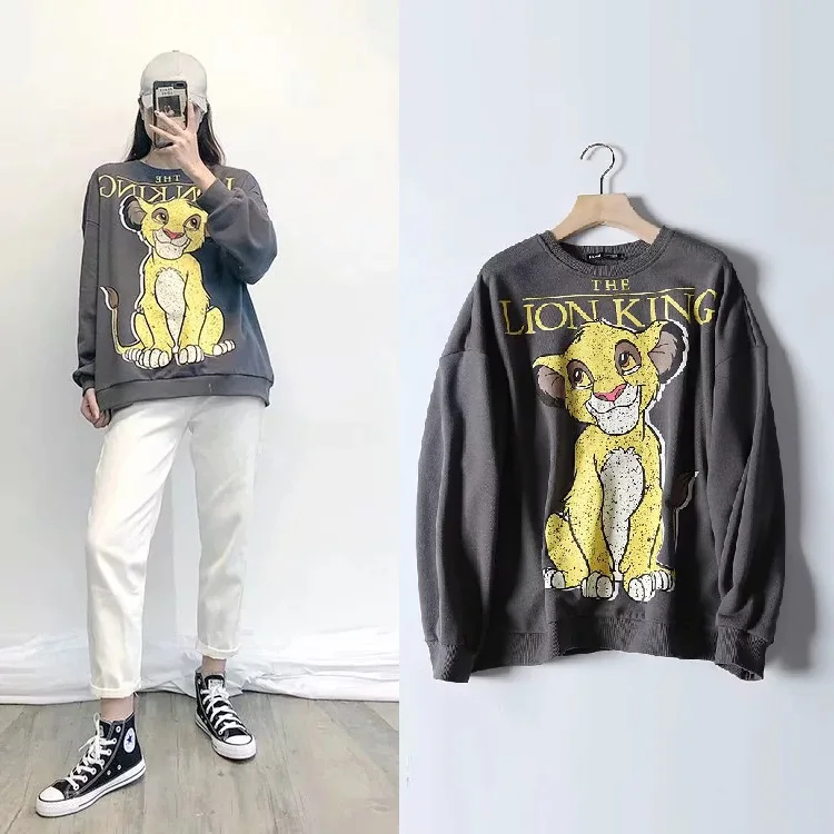 QQ0415 Sweatshirt Женская одежда модный Король Лев пуловер толстовка с капюшоном Женская мультяшная Женская куртка с капюшоном - Цвет: QQ0415 Sweatshirt